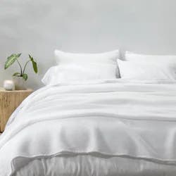 Full/Queen Micro Waffle Bed Blanket White - Casaluna™: Lyocell & Cotton, OEKO-TEX Certified, Machine Washable