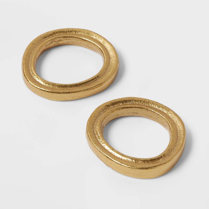 slide 1 of 3, 2pk Napkin Rings Gold - Threshold, 2 ct