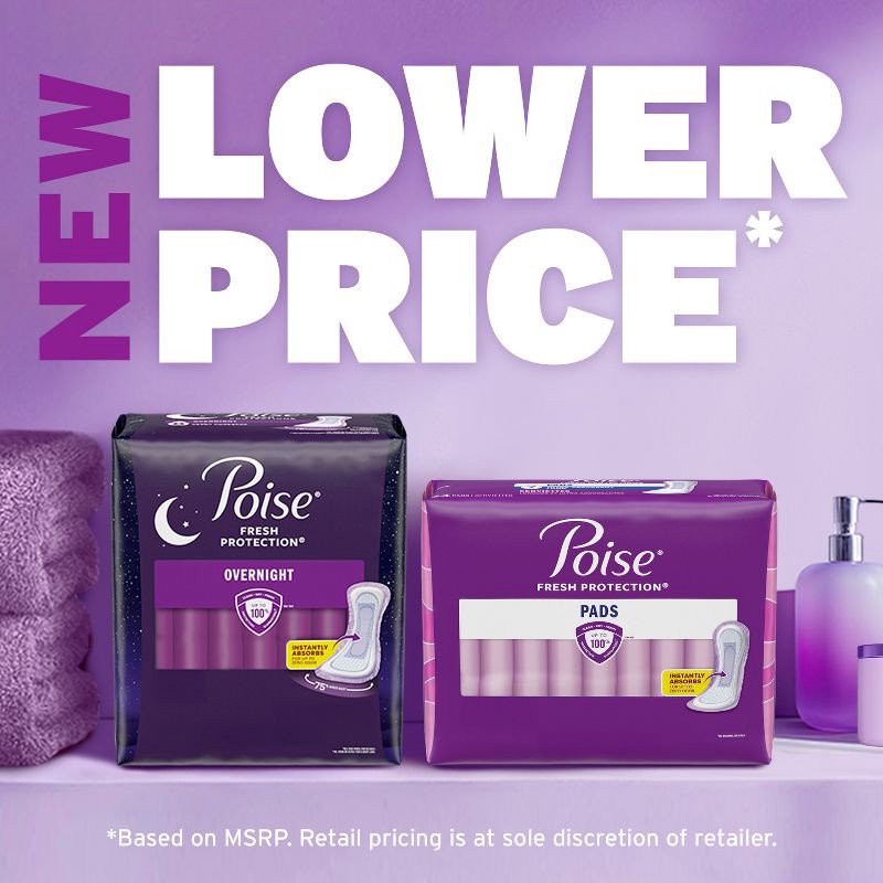 slide 3 of 7, Poise Incontinence Pads for Women - Ultra Absorbency - 7 Drop - Long - 39ct, 39 ct