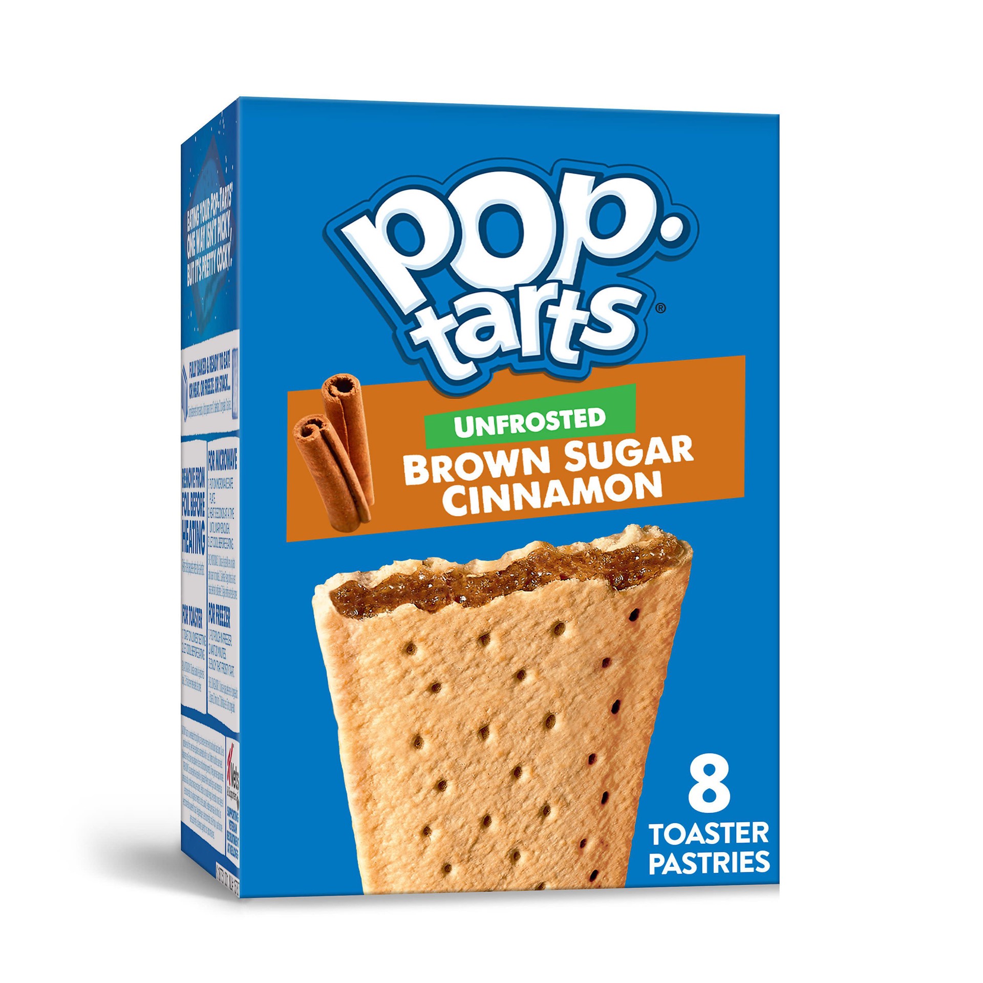 slide 1 of 8, Pop-Tarts Toaster Pastries, Breakfast Foods, Kids Snacks, Unfrosted Brown Sugar Cinnamon, 13.5oz Box, 8 Pop-Tarts, 13.5 oz