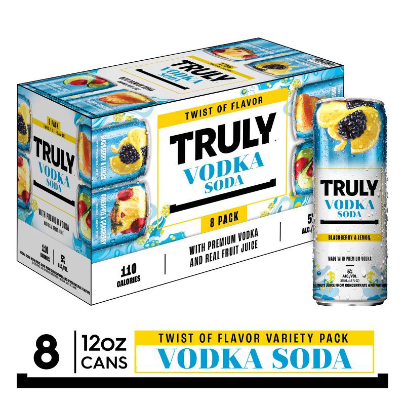 slide 3 of 10, Truly Spiked & Sparkling Truly Vodka Seltzer Variety - 8pk/12 fl oz Cans, 8 ct; 12 fl oz