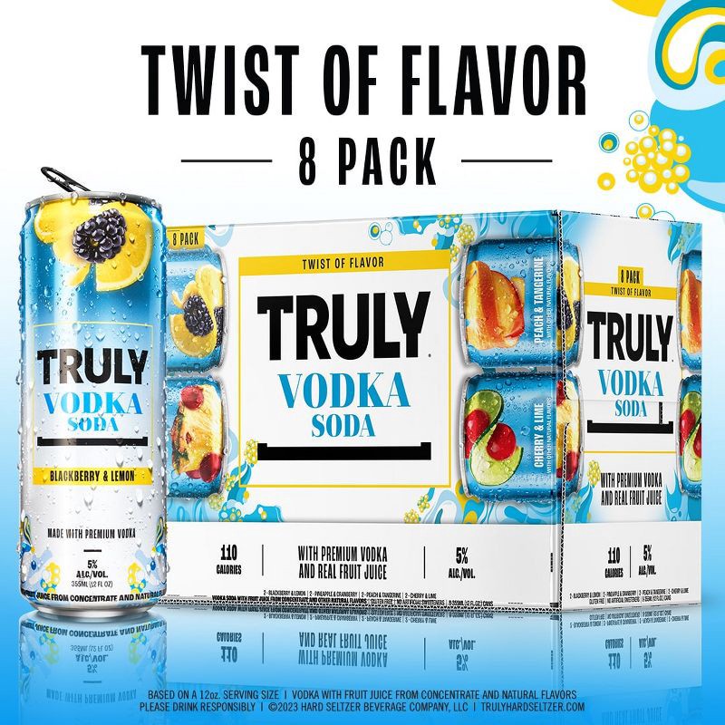 slide 5 of 10, Truly Spiked & Sparkling Truly Vodka Seltzer Variety - 8pk/12 fl oz Cans, 8 ct; 12 fl oz