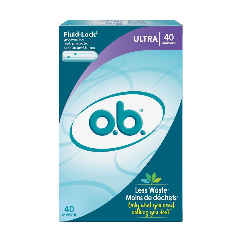 slide 2 of 13, o.b. Non-Applicator Ultra Absorbency Tampons - Unscented - 40ct, 40 ct
