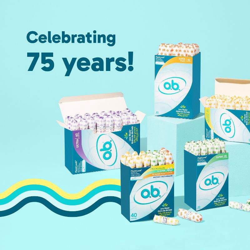 slide 7 of 13, o.b. Non-Applicator Ultra Absorbency Tampons - Unscented - 40ct, 40 ct