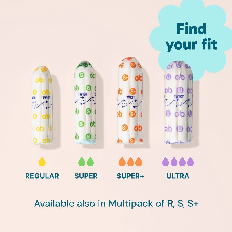 slide 8 of 13, o.b. Non-Applicator Ultra Absorbency Tampons - Unscented - 40ct, 40 ct