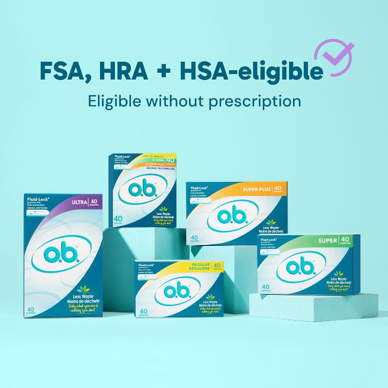 slide 4 of 13, o.b. Non-Applicator Ultra Absorbency Tampons - Unscented - 40ct, 40 ct