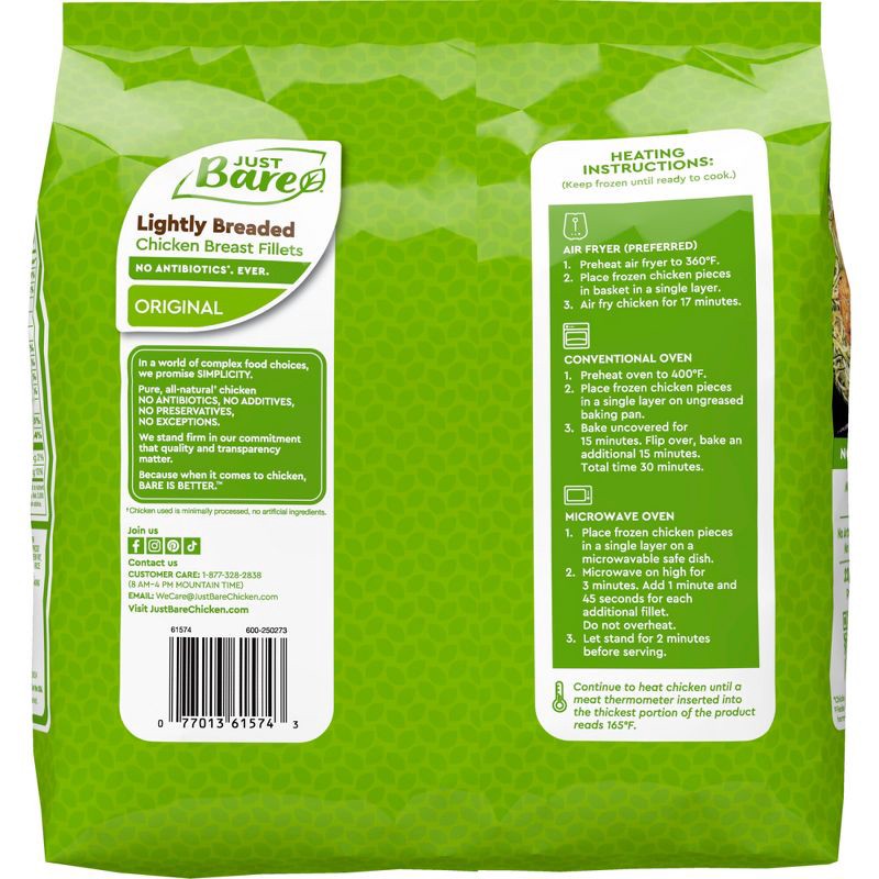 slide 3 of 7, Just Bare Lightly Breaded Chicken Breast Fillets Frozen - 24oz, 24 oz