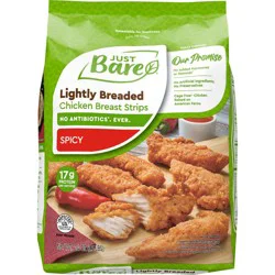Just Bare Lightly Breaded Spicy Chicken Breast Strips - Frozen - 24oz