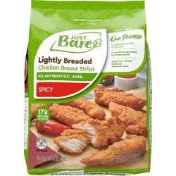 Just Bare Lightly Breaded Spicy Chicken Breast Strips - Frozen - 24oz