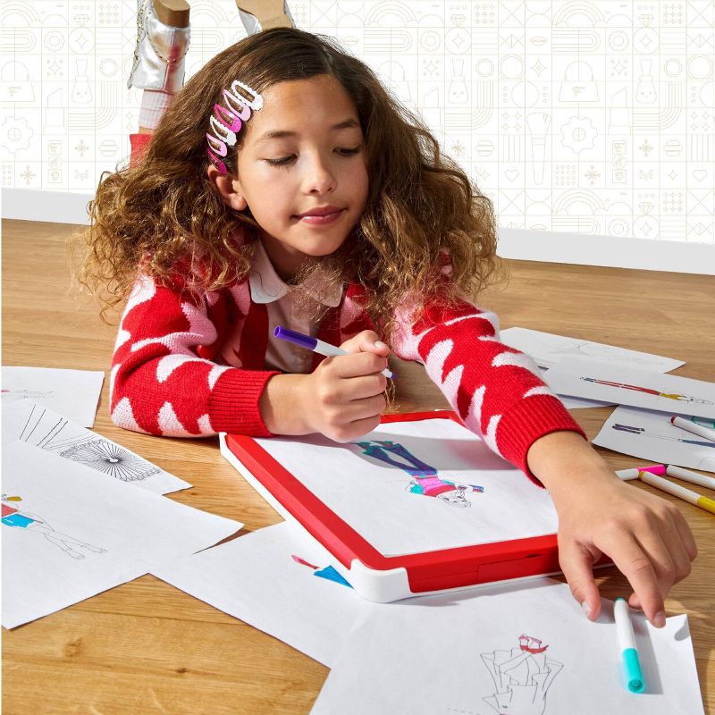 slide 5 of 8, FAO Schwarz Flawless Fashion Designer Light-Up Tracing Tablet: Creative Craft Kit with Markers & Templates, 1 ct