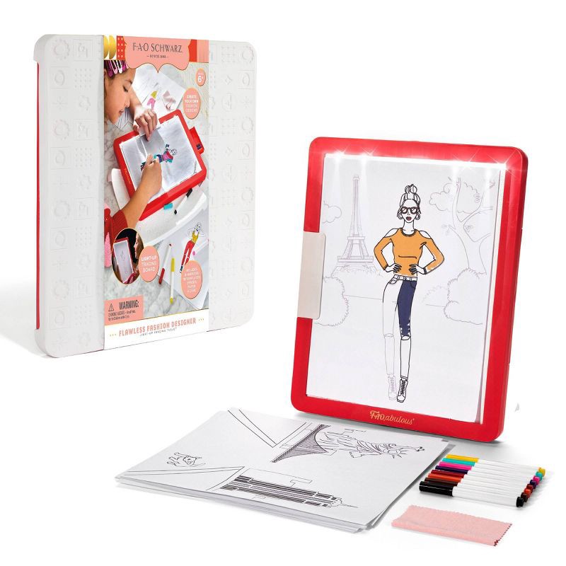slide 1 of 8, FAO Schwarz Flawless Fashion Designer Light-Up Tracing Tablet: Creative Craft Kit with Markers & Templates, 1 ct