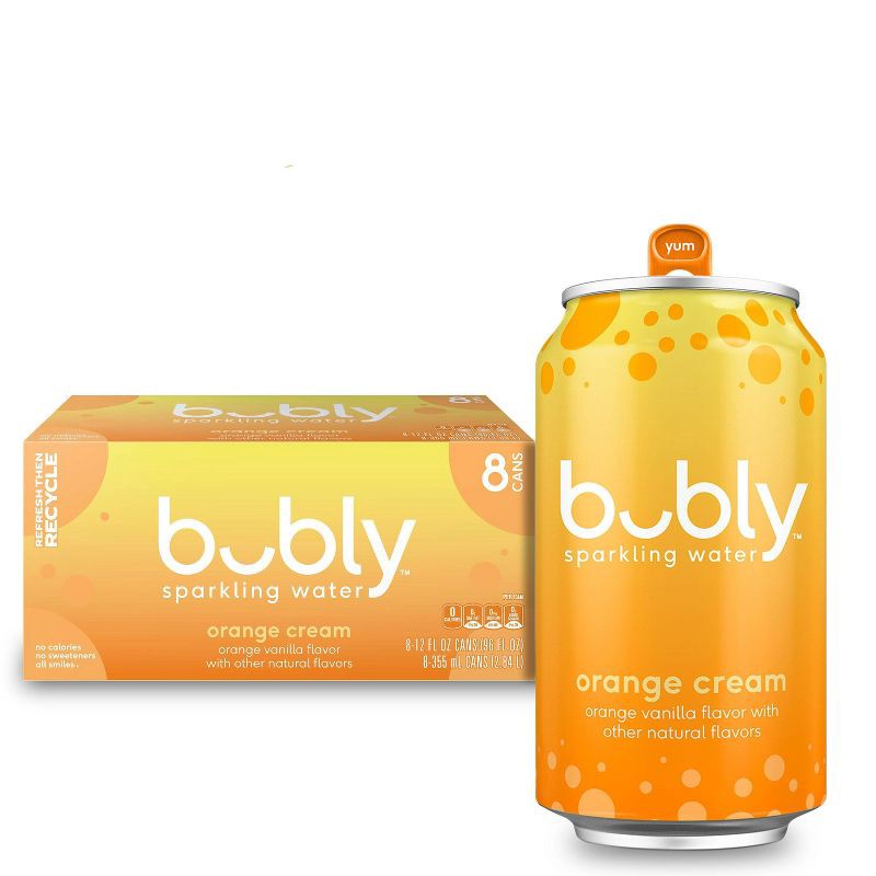 slide 1 of 5, bubly Orange Cream Sparkling Water - 8pk/12 fl oz Cans, 8 ct; 12 fl oz