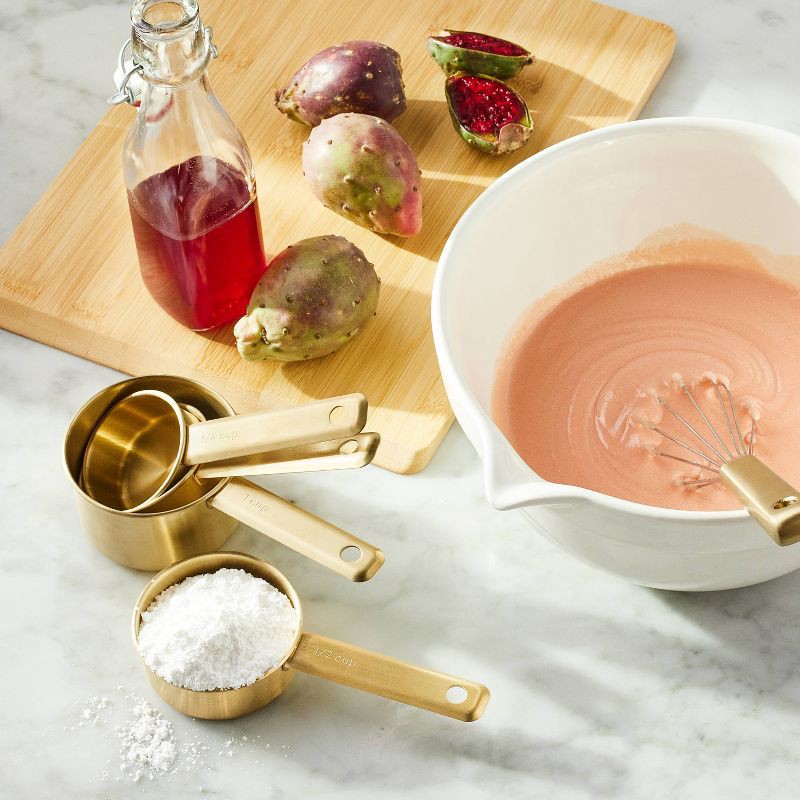 slide 2 of 3, 4pc Stainless Steel Measuring Cups Champagne - Figmint™, 4 ct