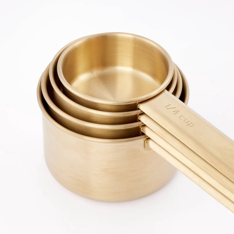 slide 3 of 3, 4pc Stainless Steel Measuring Cups Champagne - Figmint™, 4 ct