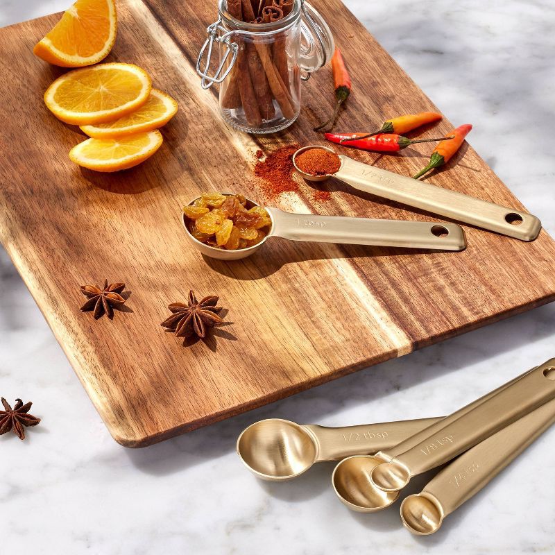 slide 2 of 3, 6pc Stainless Steel Measuring Spoons Champagne - Figmint™, 6 ct