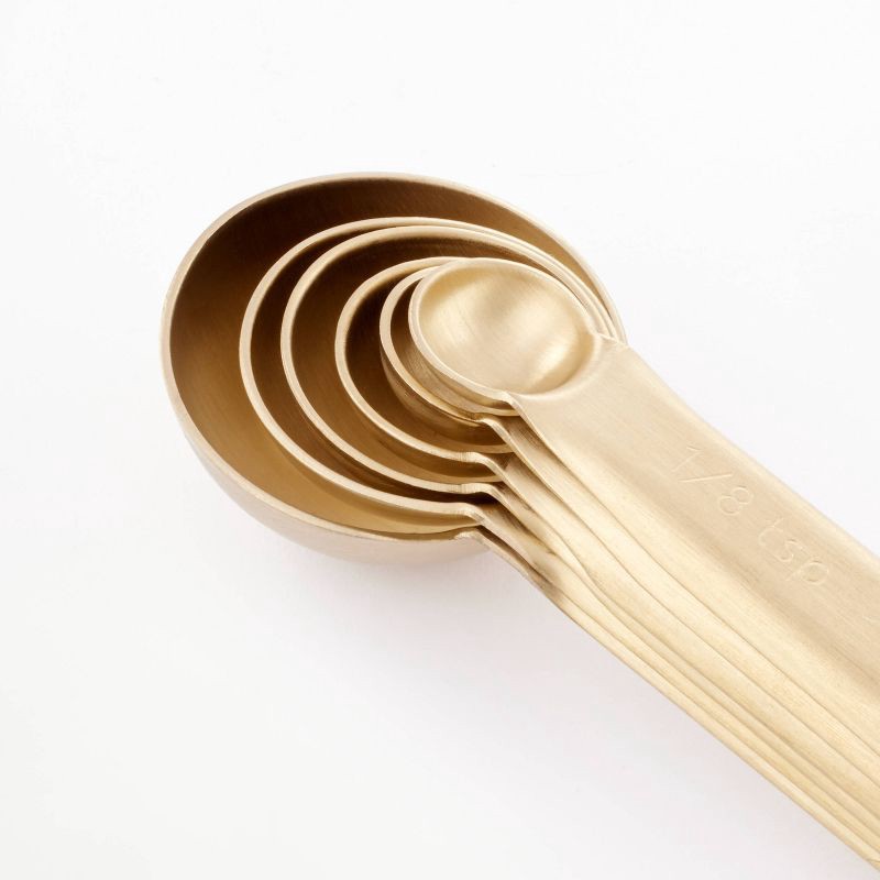slide 3 of 3, 6pc Stainless Steel Measuring Spoons Champagne - Figmint™, 6 ct