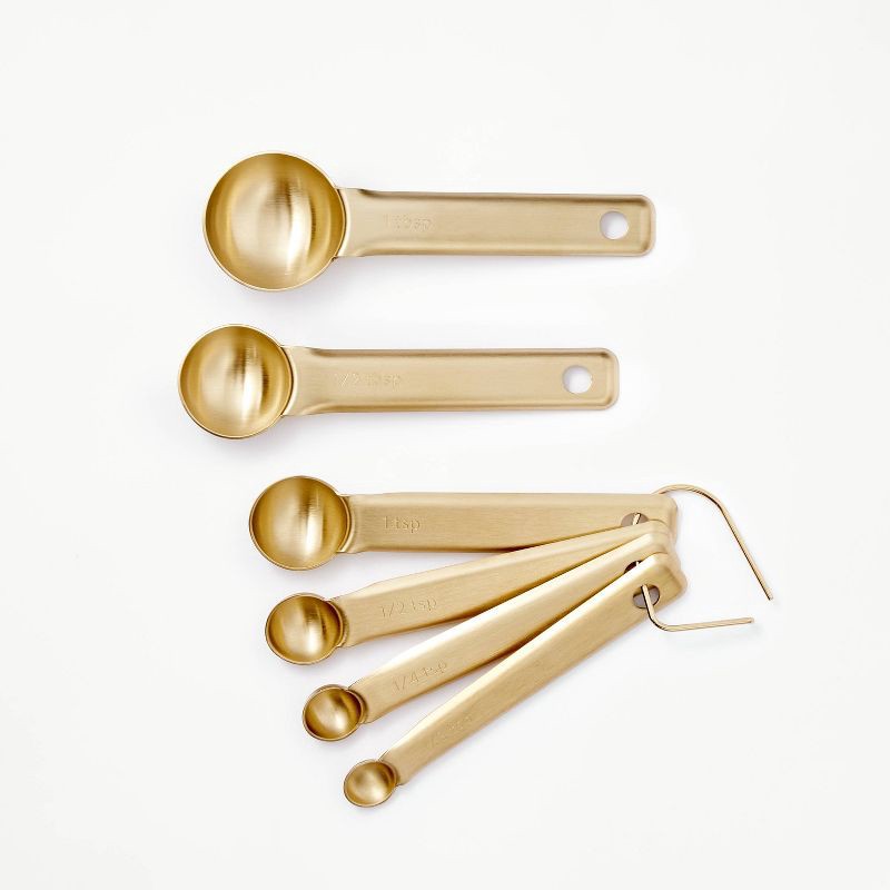 slide 1 of 3, 6pc Stainless Steel Measuring Spoons Champagne - Figmint™, 6 ct