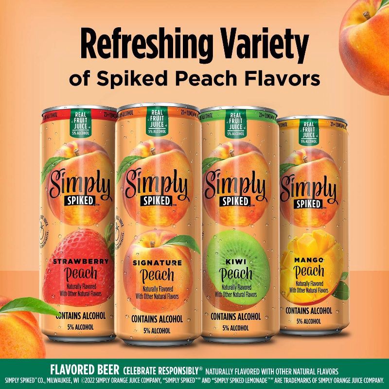 slide 4 of 9, Simply Spiked Peach Variety Pack - 12pk/12 fl oz Cans, 12 ct; 12 fl oz