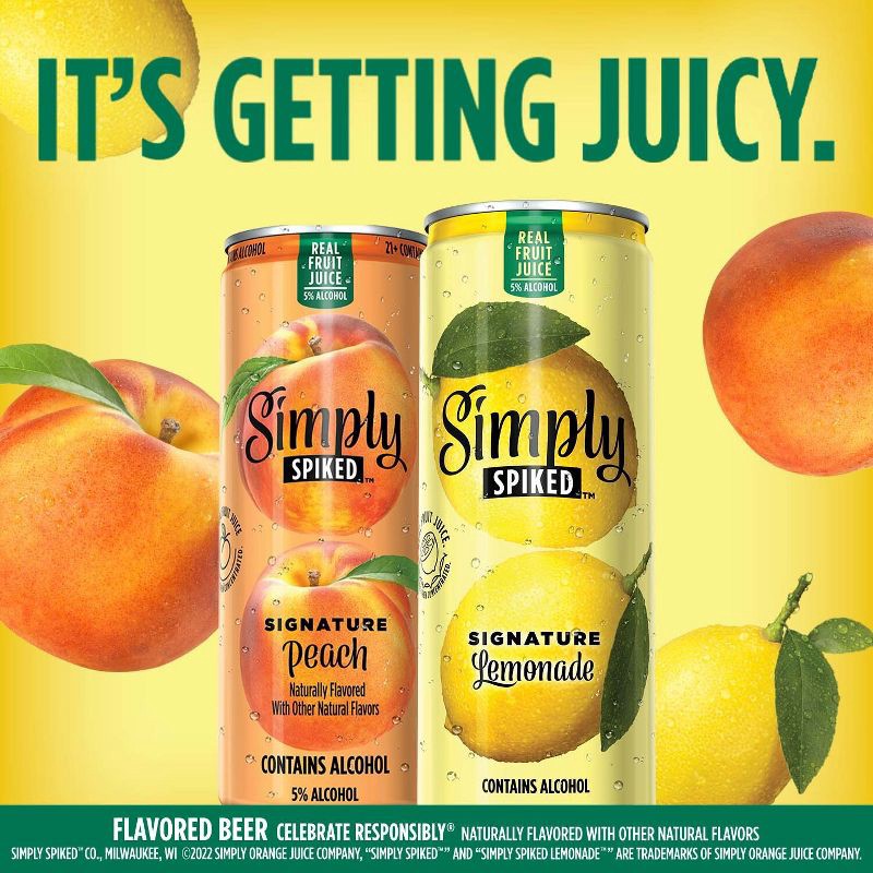 slide 5 of 9, Simply Spiked Peach Variety Pack - 12pk/12 fl oz Cans, 12 ct; 12 fl oz