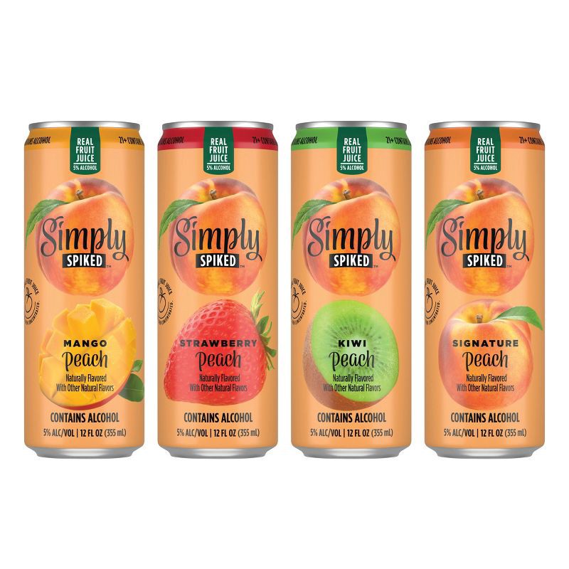 slide 6 of 9, Simply Spiked Peach Variety Pack - 12pk/12 fl oz Cans, 12 ct; 12 fl oz