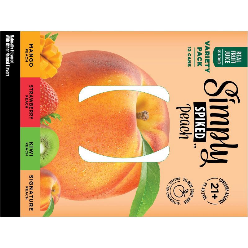 slide 8 of 9, Simply Spiked Peach Variety Pack - 12pk/12 fl oz Cans, 12 ct; 12 fl oz