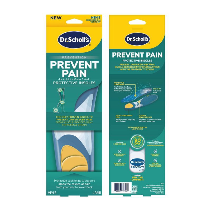 slide 2 of 9, Dr. Scholl's Prevent Pain Men's Shoe Insoles - Size 8-14, 1 ct