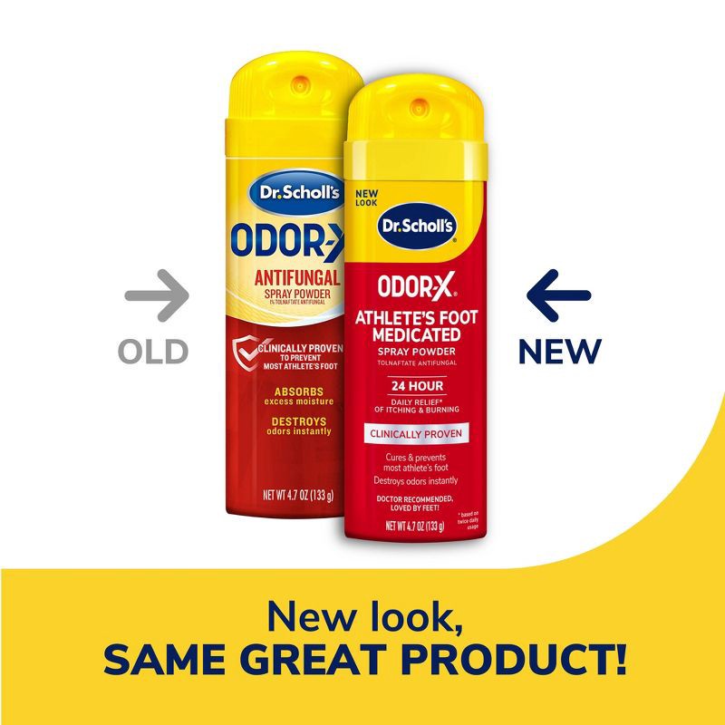 slide 2 of 9, Dr. Scholl's Odor-X Athlete's Foot 24hr Medicated AF Spray Powder - 4.7oz, 4.7 oz