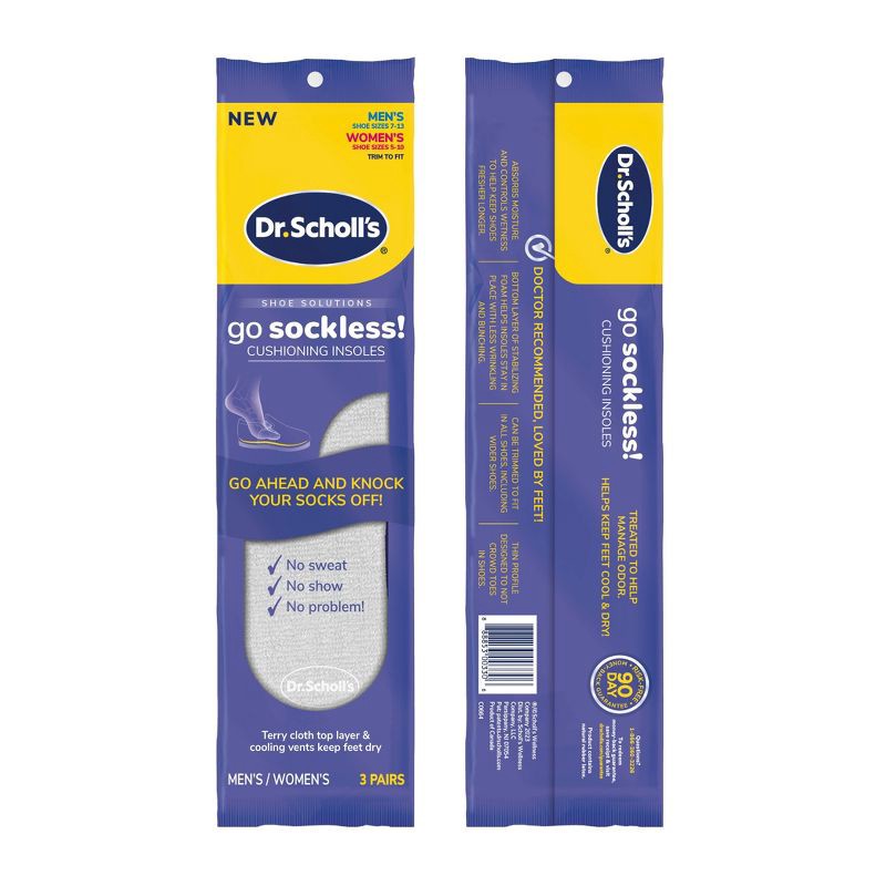 slide 2 of 9, Dr. Scholl's Sockless Comfort Shoe Insoles - 3 Pair, 1 ct