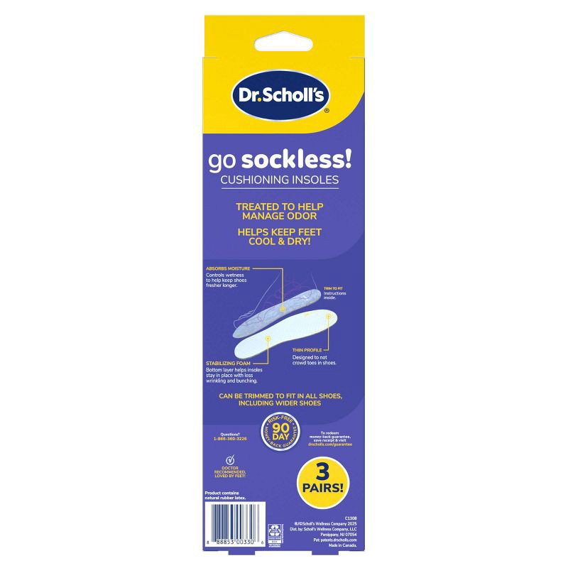 slide 2 of 10, Dr. Scholl's Sockless Comfort Shoe Insoles - 3 Pair, 1 ct
