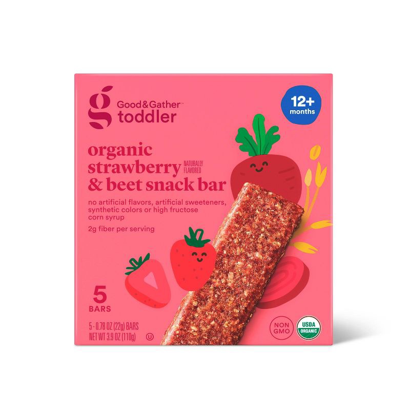 slide 1 of 3, Organic Strawberry And Beet Snack Bars - 3.17oz/5ct - Good & Gather™, 3.17 oz, 5 ct