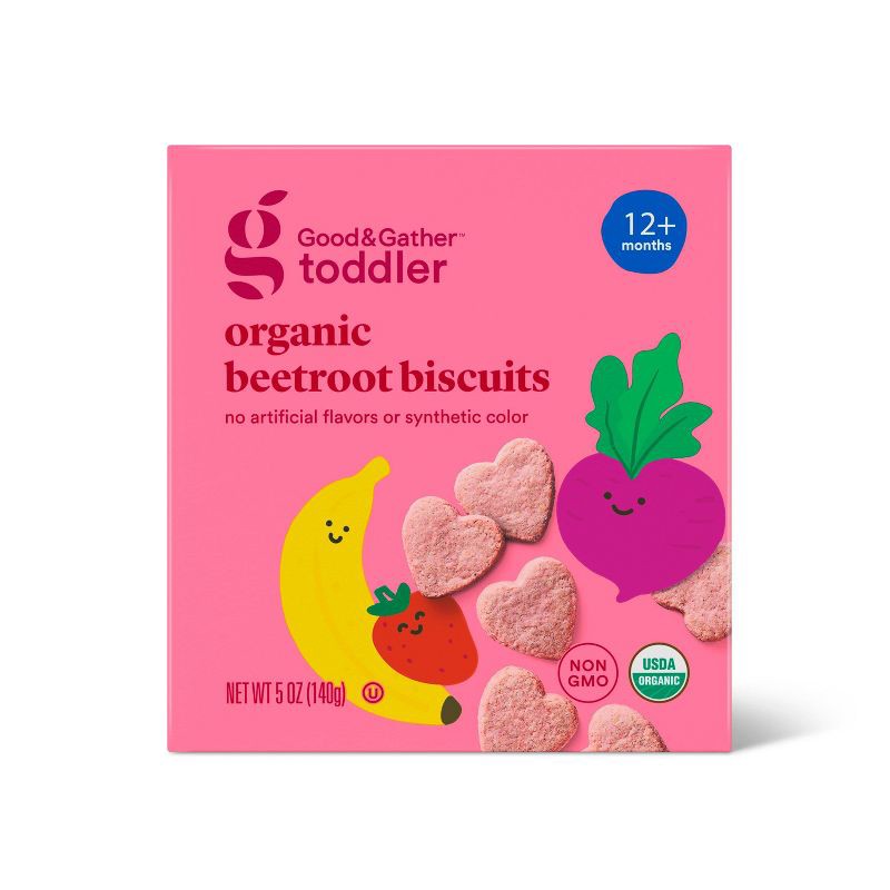 slide 1 of 3, Organic Beetroot Biscuit Toddler Snacks - 5oz/14pk - Good & Gather™, 5 oz, 14 ct