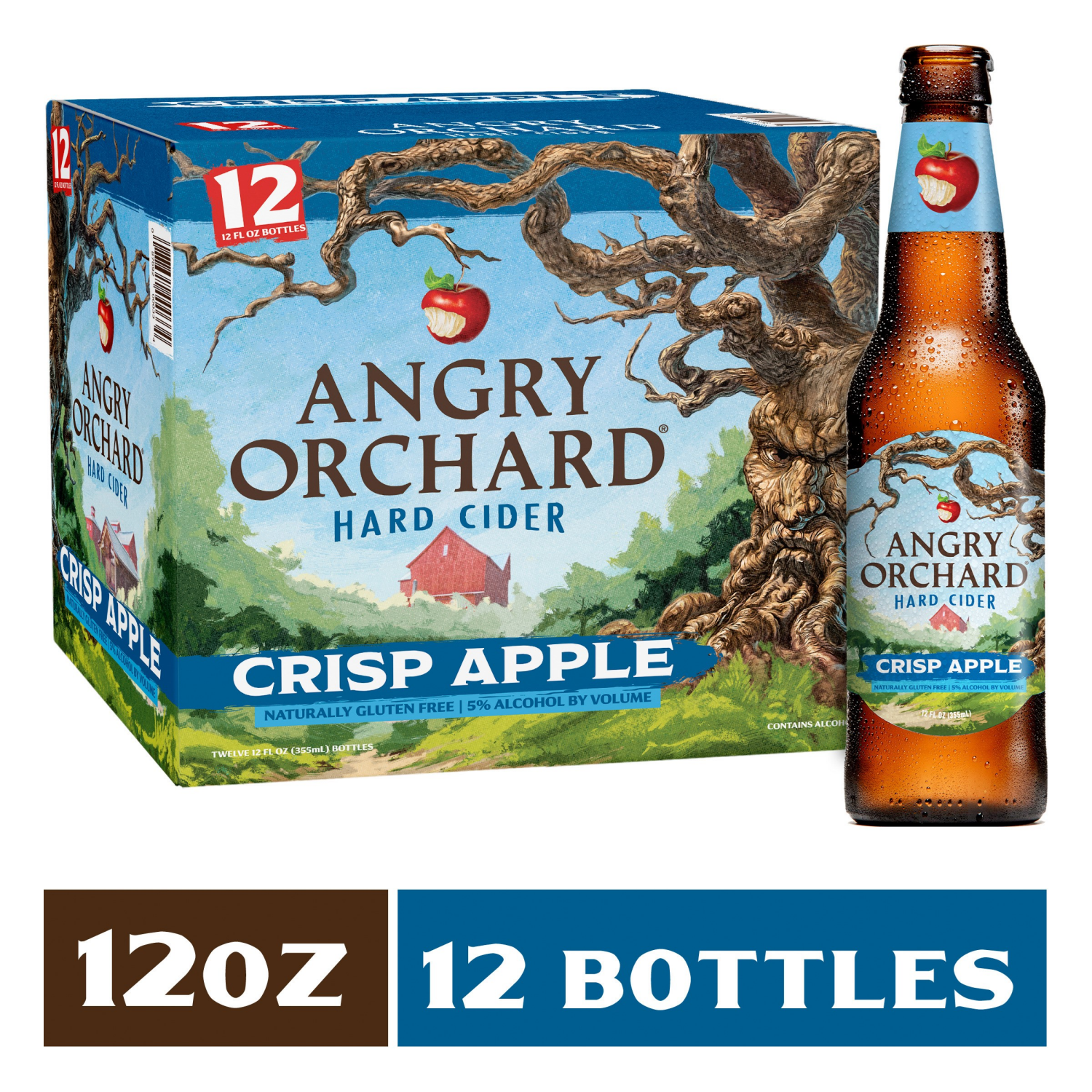slide 1 of 4, Angry Orchard Crisp Apple Hard Cider, Spiked (12 fl. oz. Bottle, 12pk.), 12 ct; 12 fl oz