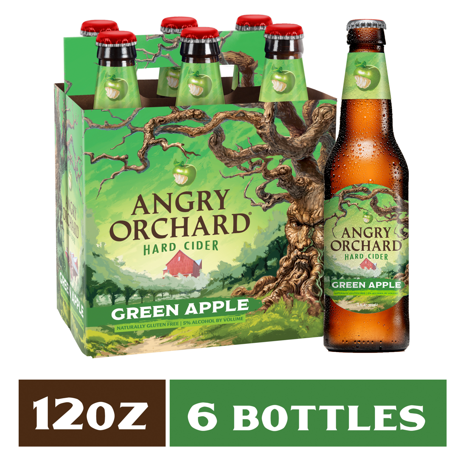 slide 1 of 3, Angry Orchard Green Apple has all the things you love about a fresh green apple. Bright, fresh apple aroma, complemented with notes of honeydew melon and kiwi. Full of big flavor. Slightly tart with balanced sweetness, just like a fresh green apple., 12 fl oz