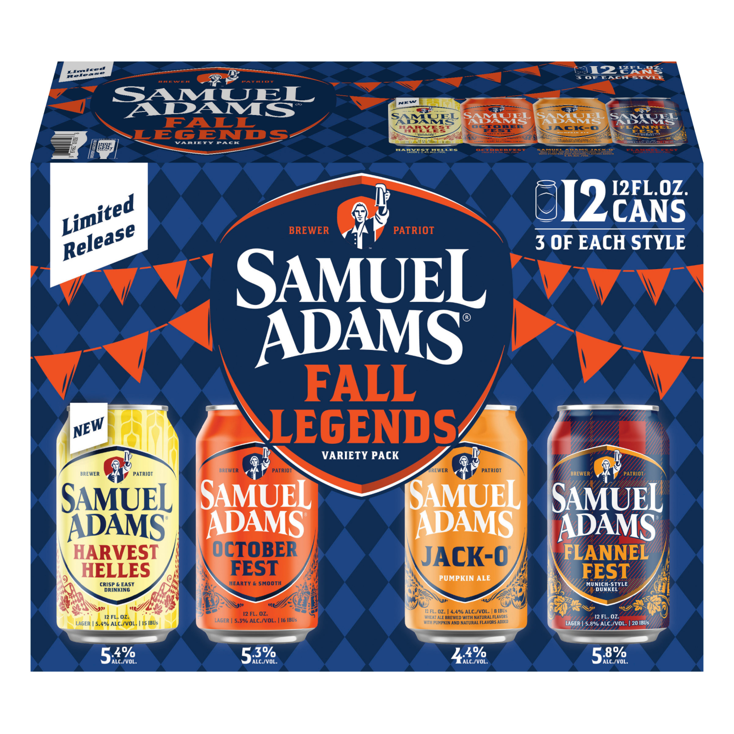 slide 4 of 4, Samuel Adams Beer, Variety Pack, Sweater Weather, 12 fl oz