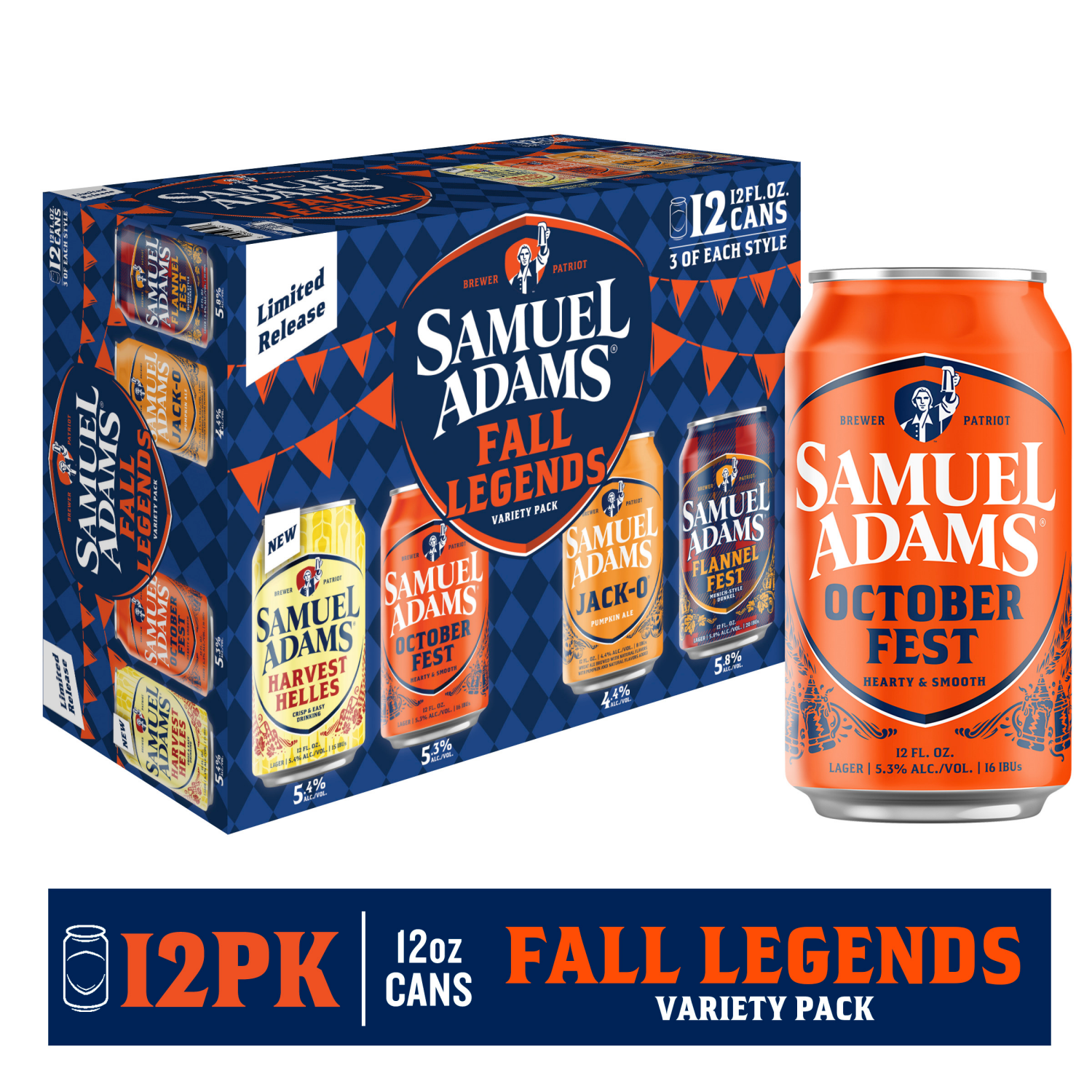slide 1 of 4, Samuel Adams Beer, Variety Pack, Sweater Weather, 12 fl oz