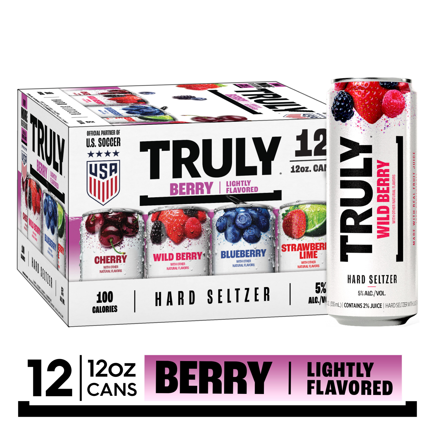 slide 1 of 3, Truly Hard Seltzer, Berry, Mix Pack, 12 fl oz