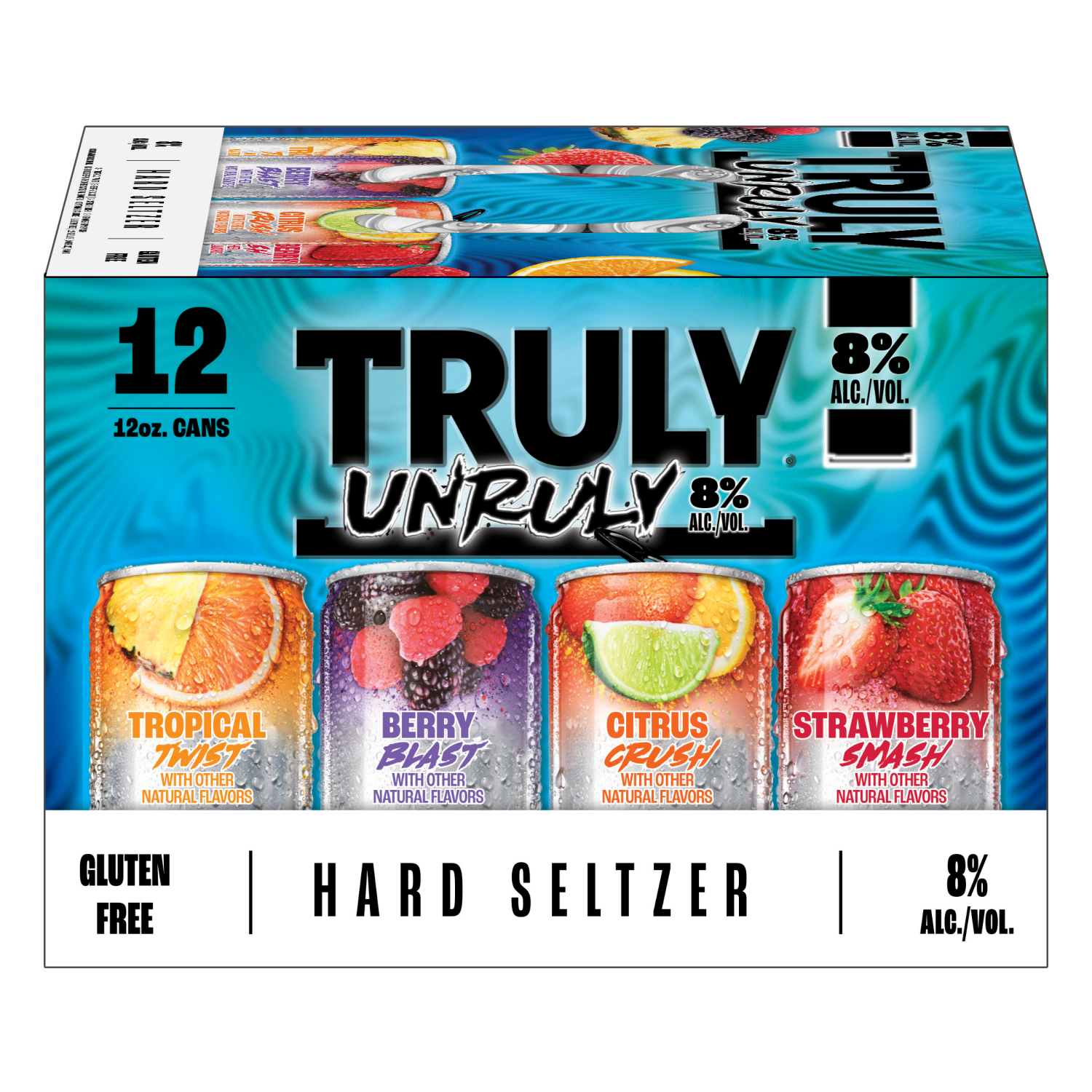 slide 4 of 4, TRULY Unruly Hard Seltzer Variety Pack 8% ABV (12 fl. oz. Can, 12pk.), 12 ct