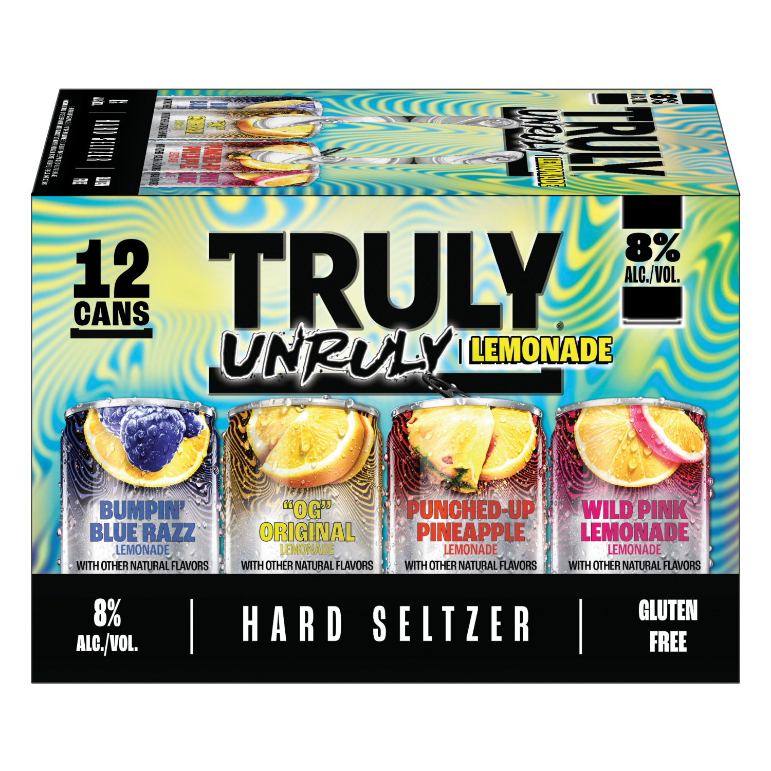 slide 4 of 4, TRULY Unruly Hard Seltzer Lemonade Variety Pack 8% ABV (12 fl. oz. Can, 12pk.), 12 ct; 12 oz