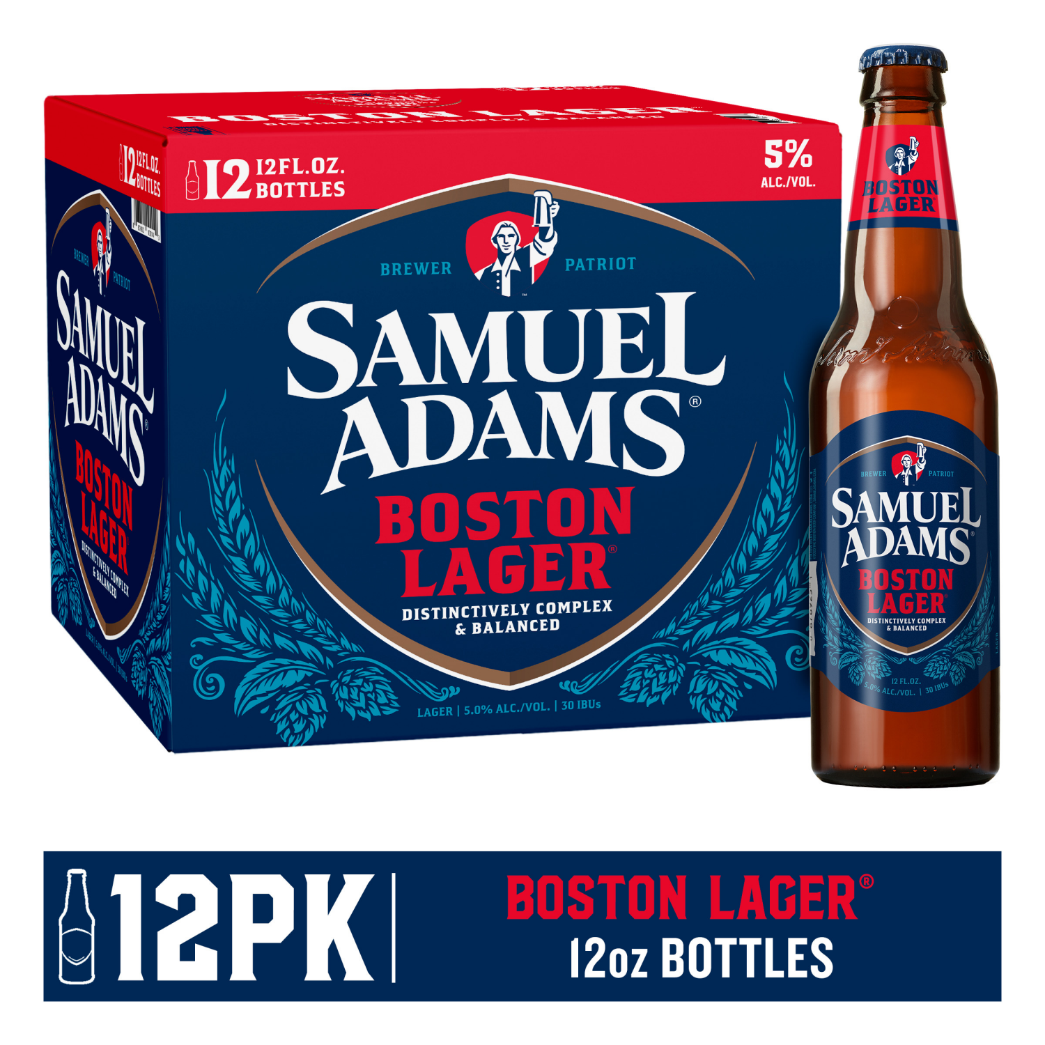 slide 1 of 3, Samuel Adams Beer, Lager, Boston Lager, 12 fl oz
