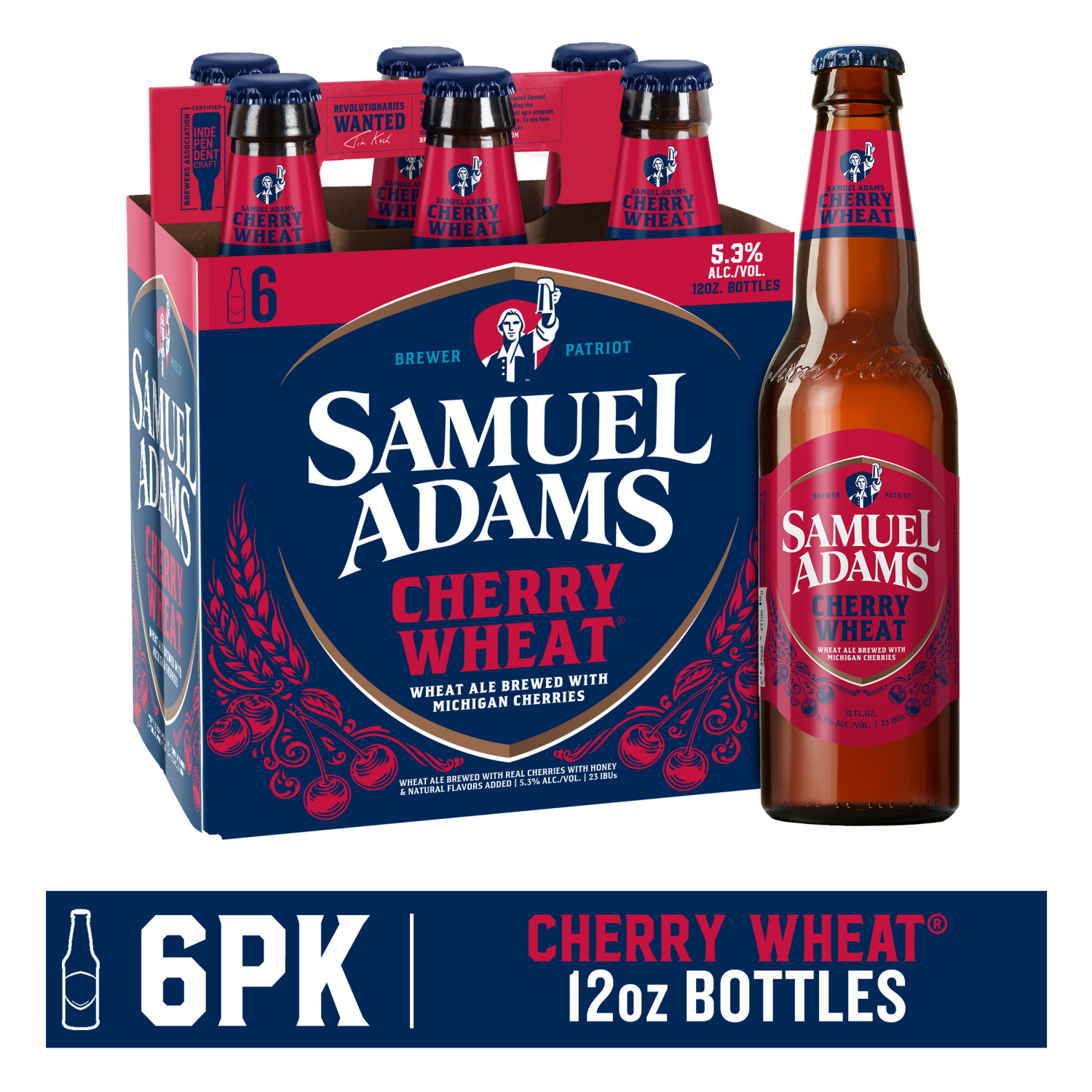 slide 1 of 3, Samuel Adams Beer, Ale, Cherry Wheat, 6 ct; 12 oz