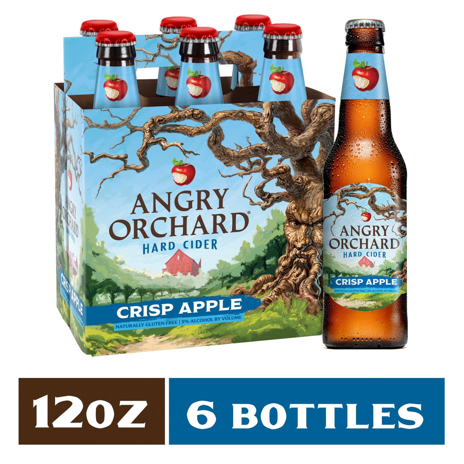 slide 1 of 3, Angry Orchard Crisp Apple Hard Cider, Spiked (12 fl. oz. Bottle, 6pk.), 6 ct