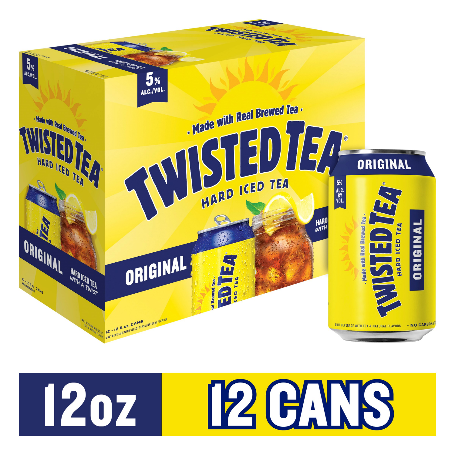 slide 1 of 4, Twisted Tea Hard Iced Tea, Lemon, Original, 12 ct; 12 oz