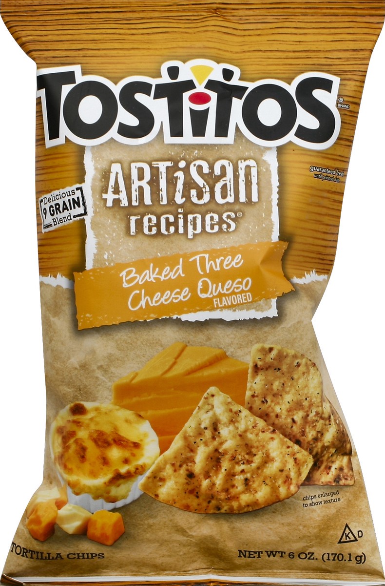 slide 5 of 5, Tostitos Artisan Recipes Baked Three Cheese Queso Flavor, 6 oz