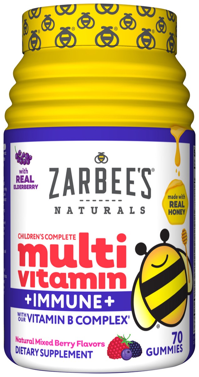 slide 1 of 5, Zarbee's Naturals Children's Complete Multivitamin + Immune Gummies, Mixed Berry, 70 Ct, 70 ct