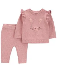 Carter's Baby 2-Piece Bunny Pullover & Jogger Set Pink 6M