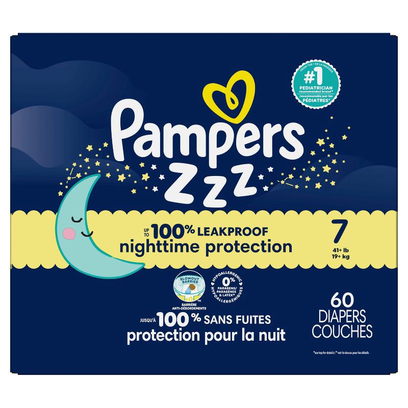 slide 15 of 16, Pampers Swaddlers Overnight Diapers - Size 7 - 60ct, 7 x 60 ct