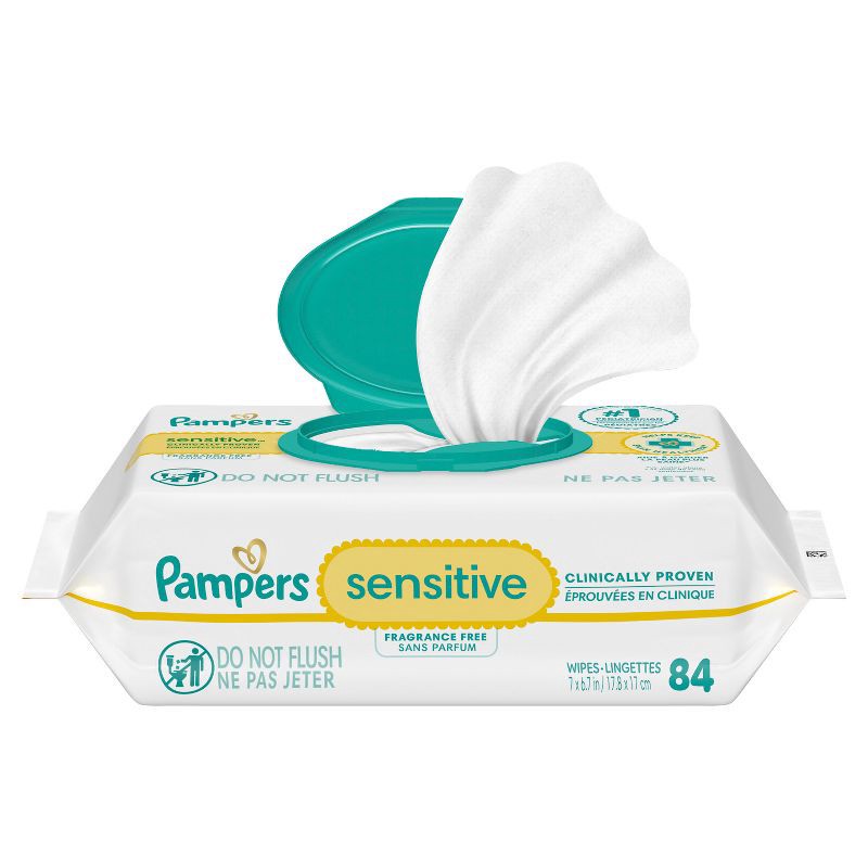 slide 1 of 15, Pampers Sensitive Baby Wipes - 84ct, 84 ct