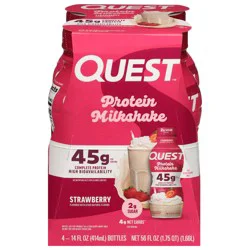 Quest Strawberry Protein Milkshake - 4 x 14 fl oz Bottles
