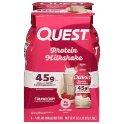 Quest Strawberry Protein Milkshake - 4 x 14 fl oz Bottles