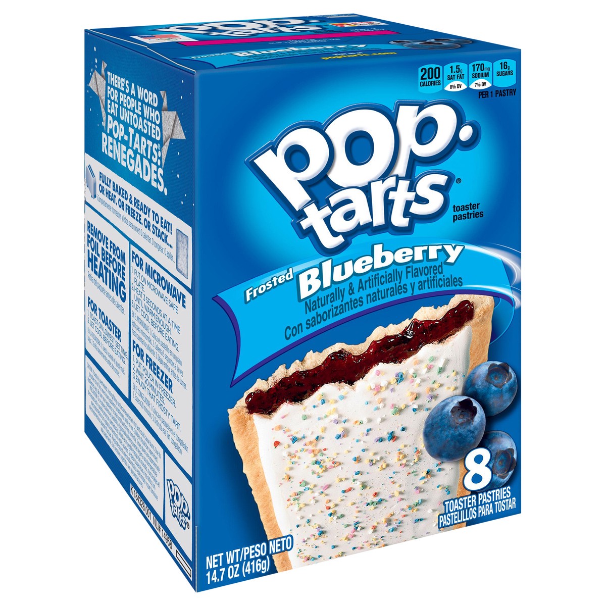 slide 2 of 10, Pop-Tarts Frosted Blueberry Toaster Pastries, 14.7 oz